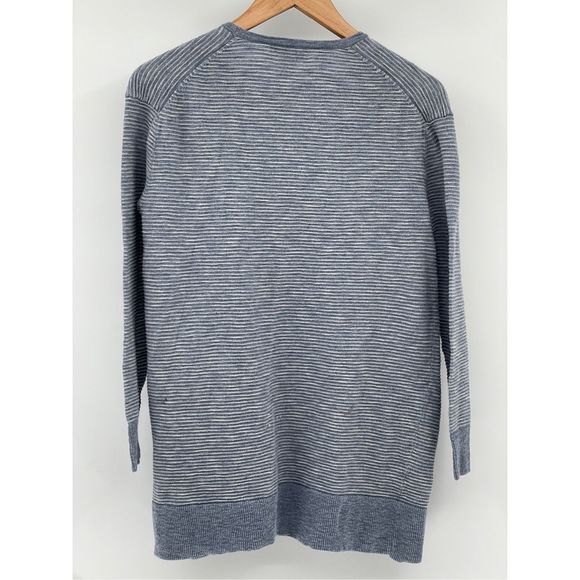 Madewell Cardigan Sweater Women XS Blue‎ White Stripes Open Long Sleeve Pockets - Picture 3 of 11